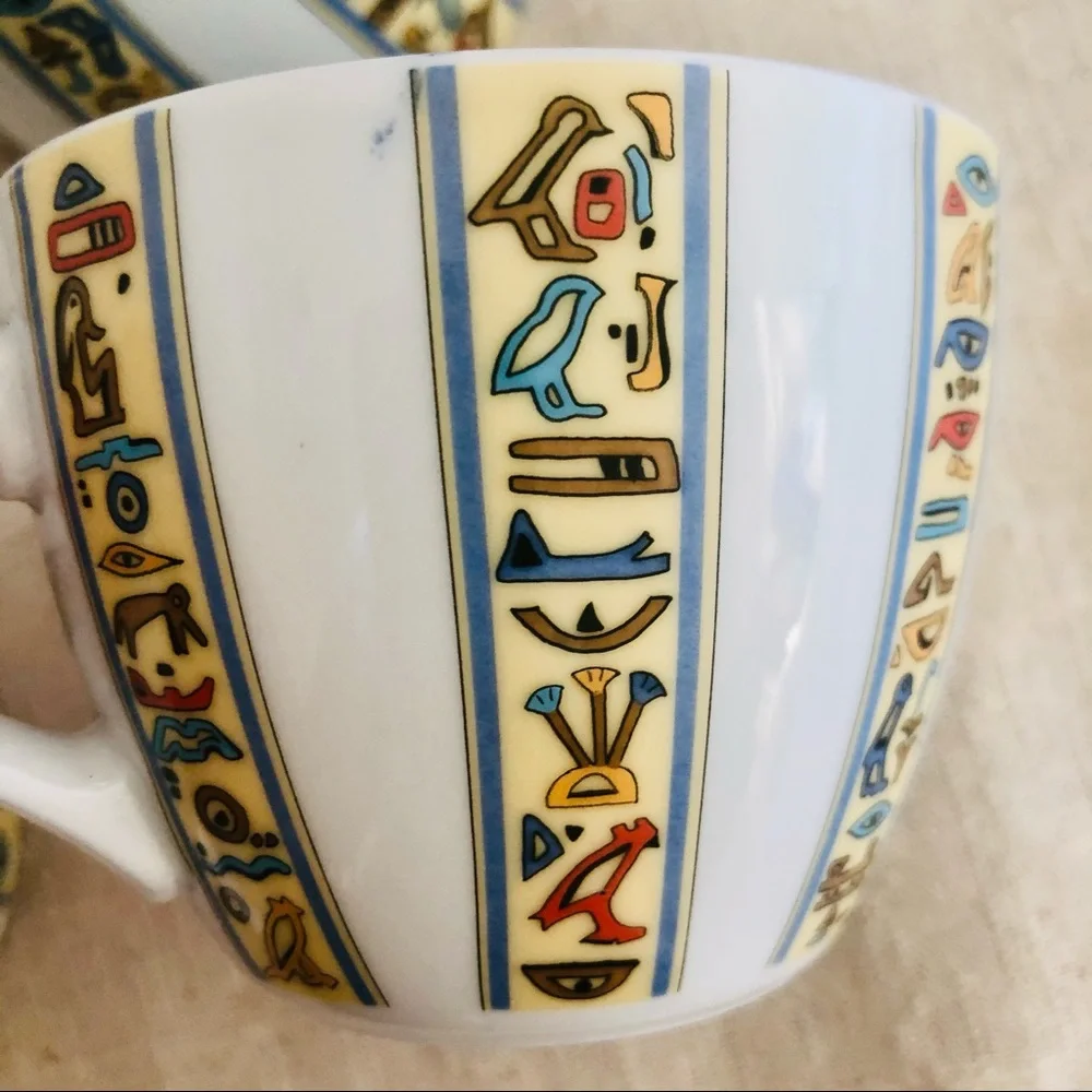 8 Eschenbach porcelain cups /Egyptian Hieroglyphs